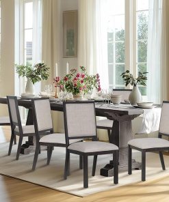 Upholstered Wood Dining Chairs Set of 6, Kitchen Dining Chairs with Back, 19 Inch Fabric Farmhouse Dining Room Side Chairs with Wooden Legs for Kitchen Dining Living Room Courtyard, Brown